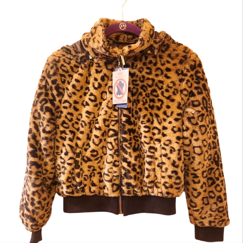 Girls Vegan Fur jacket by Yoki of New York (sz 14) NWT, Animal print.